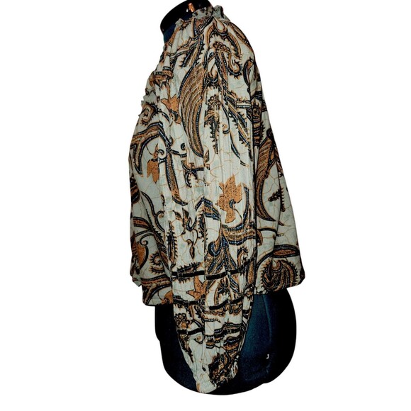 Jennifer & Grace Womens Multicolor Paisley Balloon Sleeve Button Down Shirts M - Picture 3 of 6
